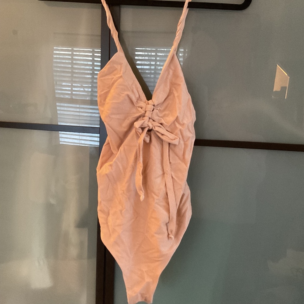 Maylana swimsuit  one piece shimmer tan peachy large cheeky bottom